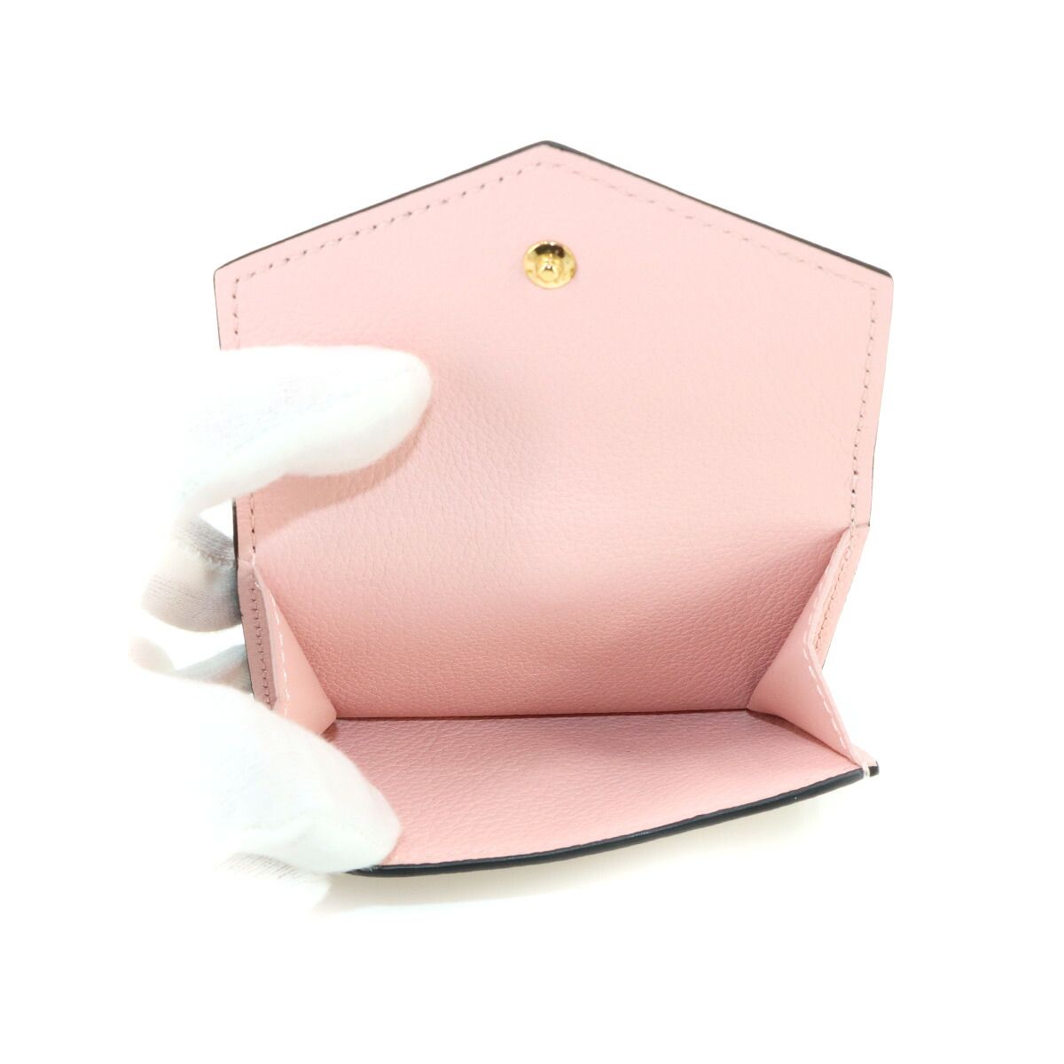 Louis Vuitton Portefeuille Lock Mini Trifold Wallet Leather Noir Beige — view 7