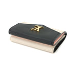 Louis Vuitton Portefeuille Lock Mini Trifold Wallet Leather Noir Beige — view 4
