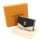 Louis Vuitton Portefeuille Lock Mini Trifold Wallet Leather Noir Beige — view 2
