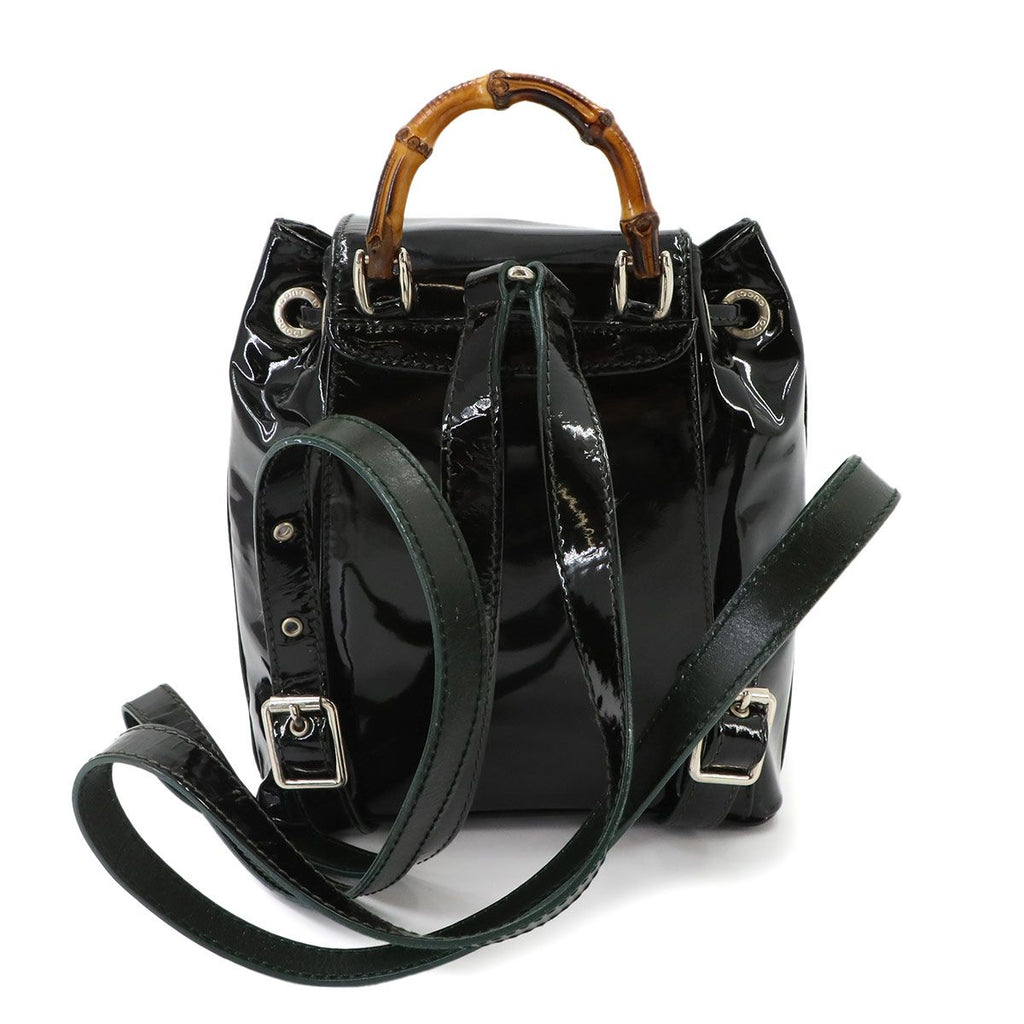 Gucci Bamboo Backpack Enamel Black Silver — view 3