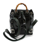 Gucci Bamboo Backpack Enamel Black Silver — view 3