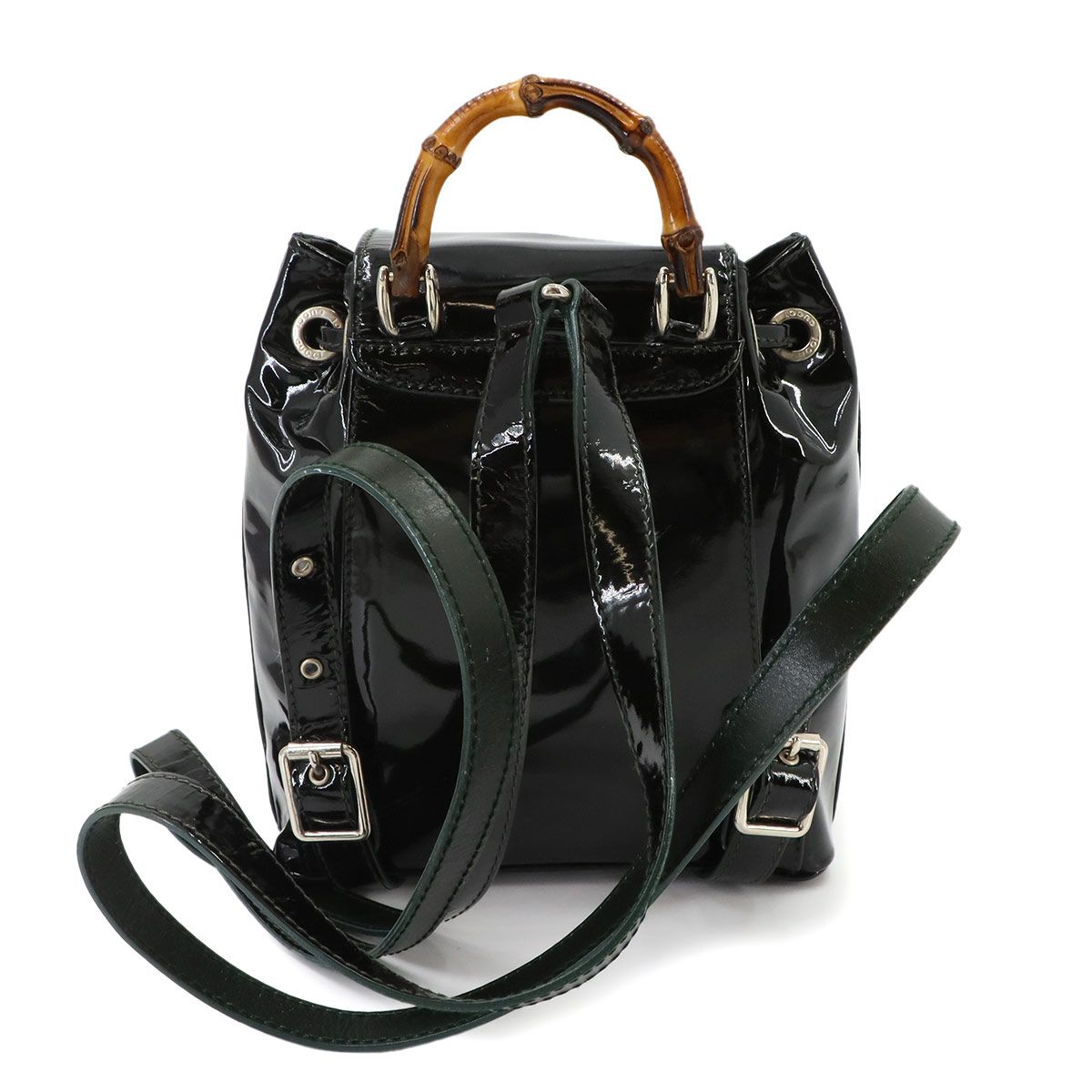 Gucci Bamboo Backpack Enamel Black Silver — view 3