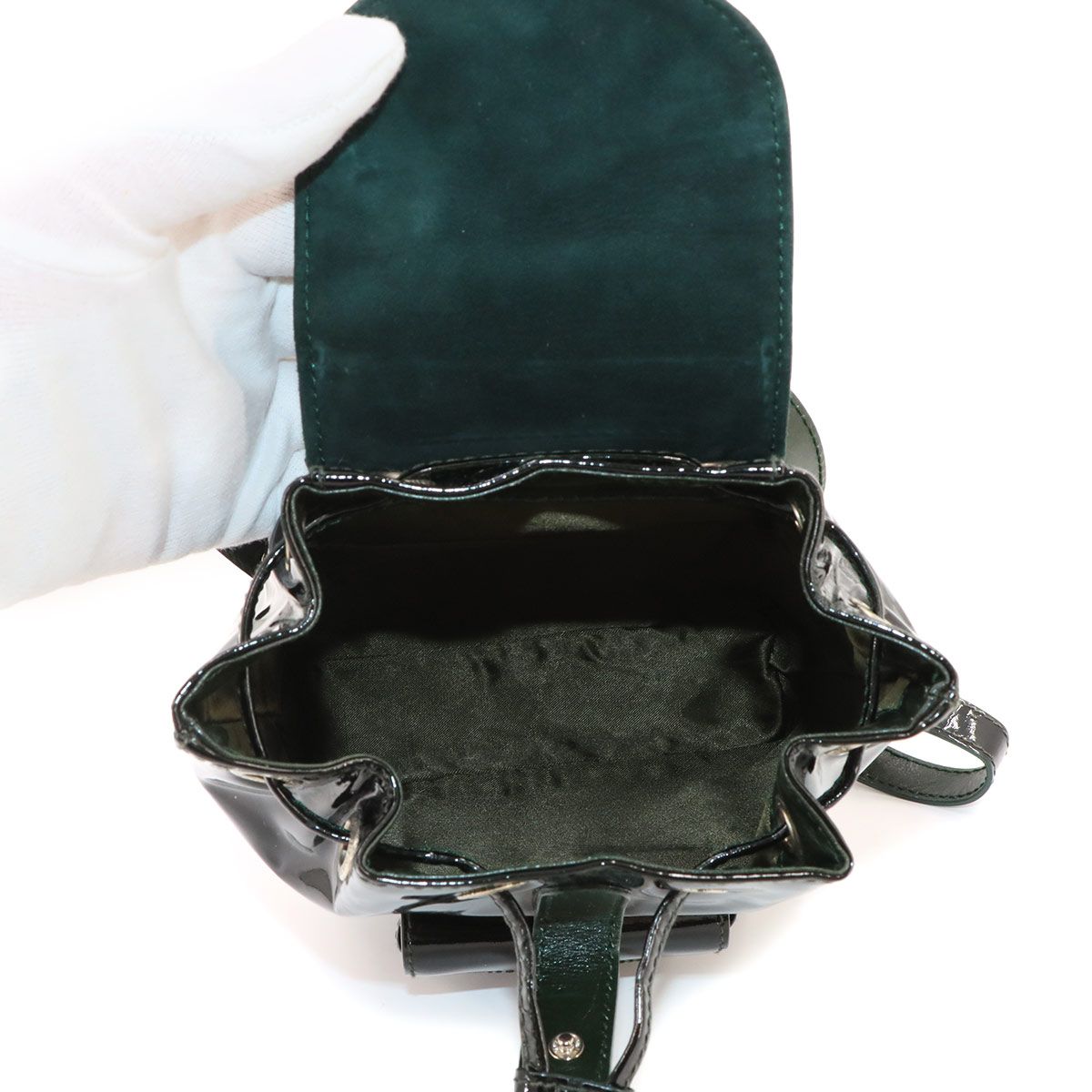 Gucci Bamboo Backpack Enamel Black Silver — view 6