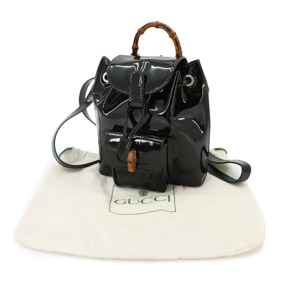 Gucci Bamboo Backpack Enamel Black Silver — view 2