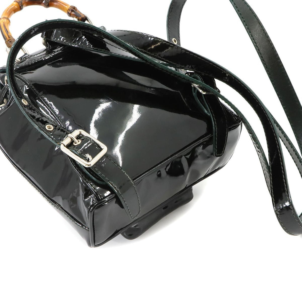 Gucci Bamboo Backpack Enamel Black Silver — view 8