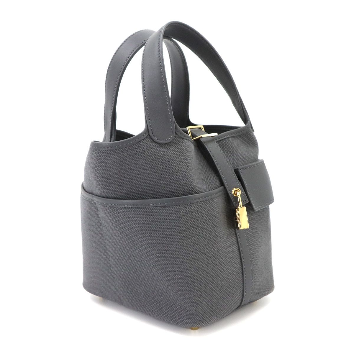 Hermes Picotin Lock 18 PM Cargo Pocket Toilegoeran Swift Ardoise Gold Handbag — view 4