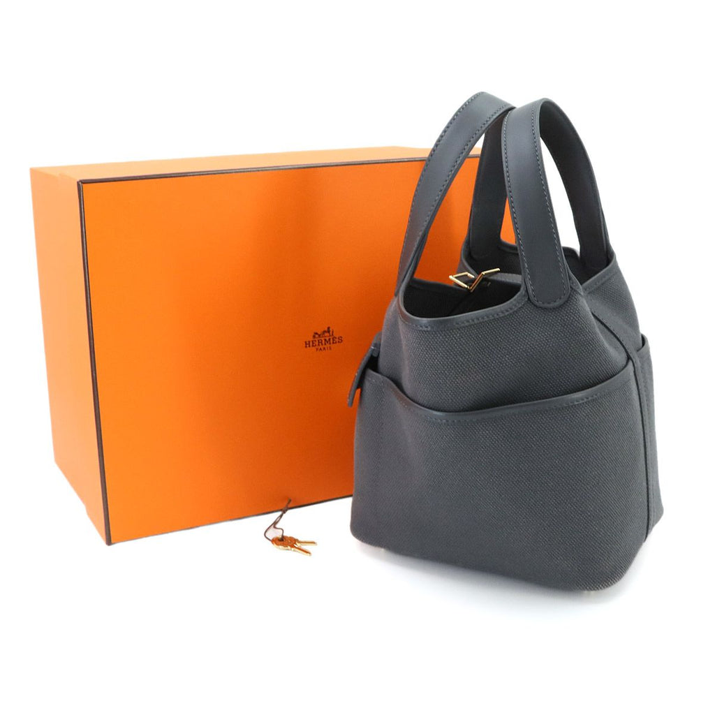 Hermes Picotin Lock 18 PM Cargo Pocket Toilegoeran Swift Ardoise Gold Handbag — view 2