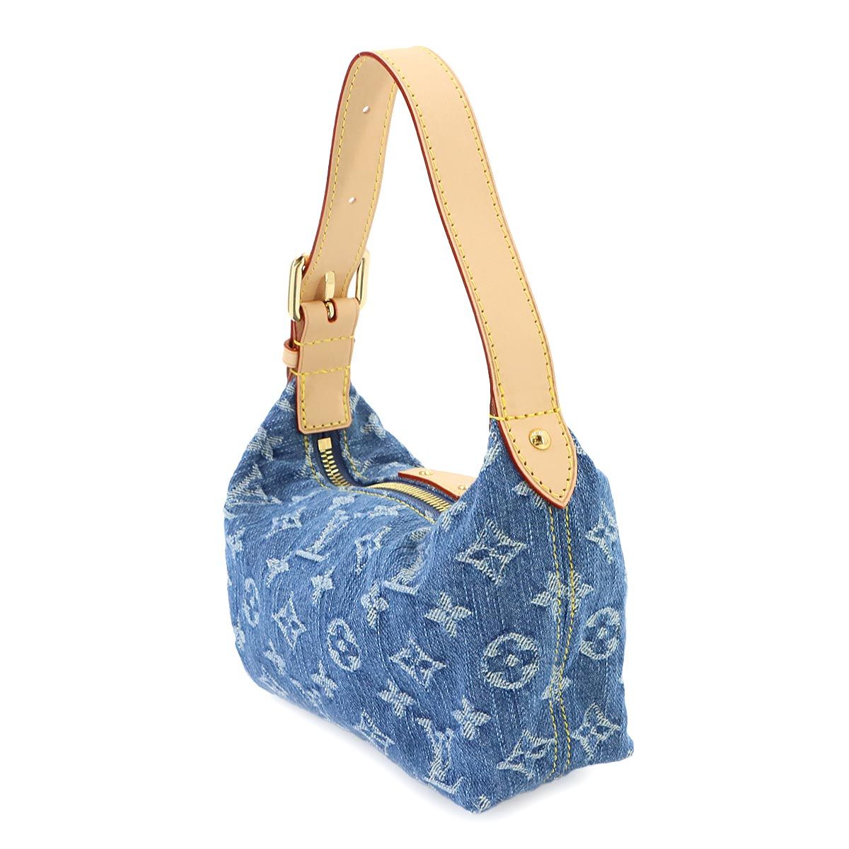 Louis Vuitton Monogram Denim Pochette Hills Hand Bag Blue — view 3