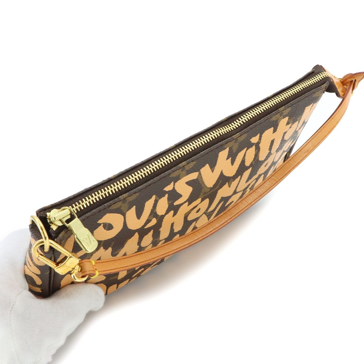 Louis Vuitton Monogram Graffiti Pochette Accessoires Hand Bag Peach — view 8