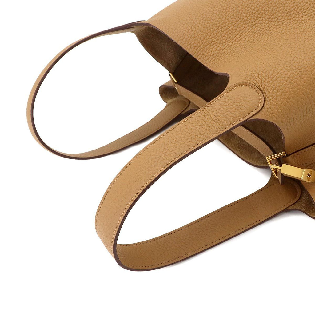 Hermes Picotin Lock 22 Hand Bag Taurillon Clemence Biscuit Gold — view 6