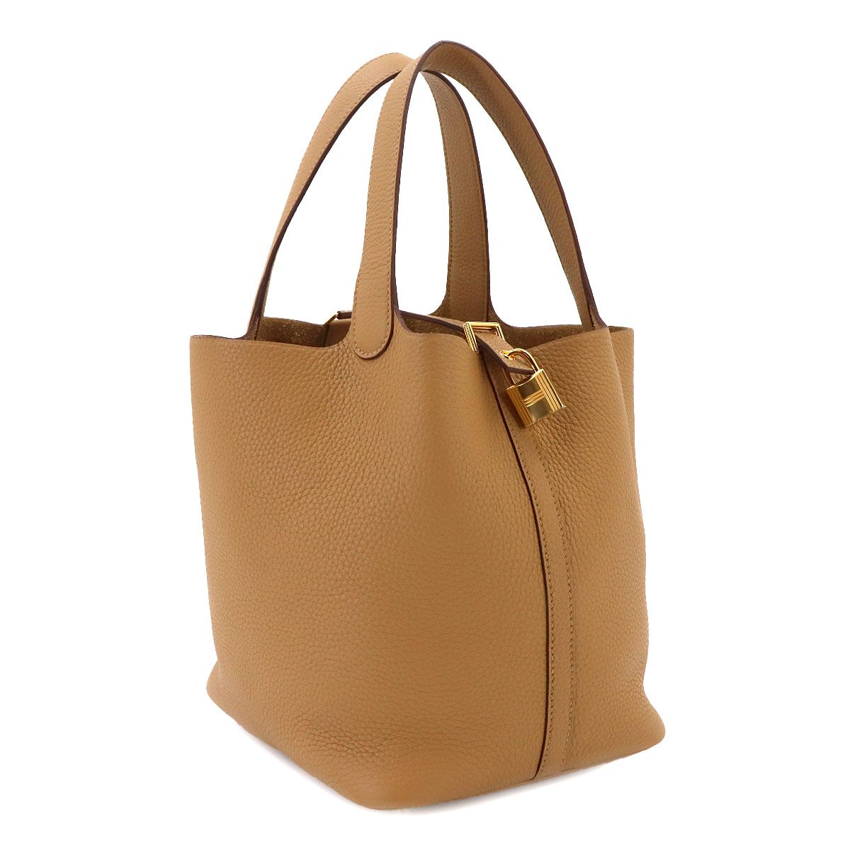 Hermes Picotin Lock 22 Hand Bag Taurillon Clemence Biscuit Gold — view 4