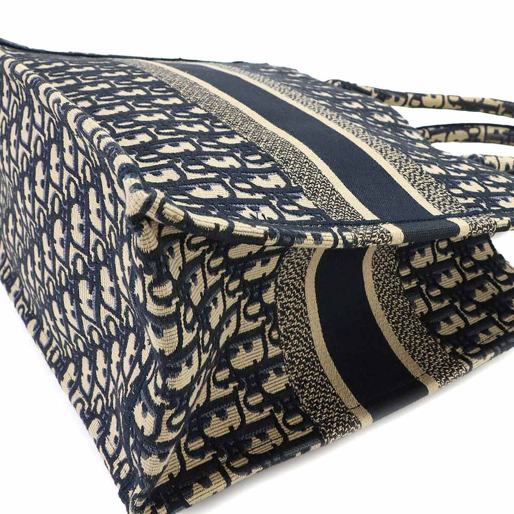 Dior Book Tote Bag Medium Oblique Canvas Navy — view 8