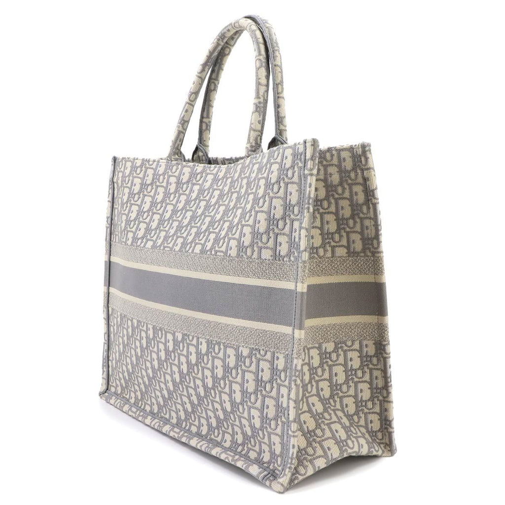 Dior Book Tote Bag Large Oblique Canvas Gray Ecru White — view 4