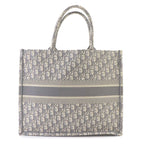 Dior Book Tote Bag Large Oblique Canvas Gray Ecru White — view 3