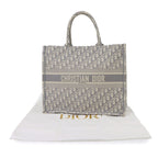 Dior Book Tote Bag Large Oblique Canvas Gray Ecru White — view 2