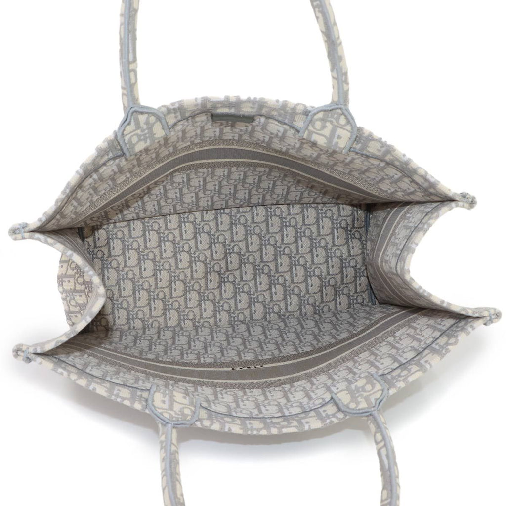 Dior Book Tote Bag Large Oblique Canvas Gray Ecru White — view 7