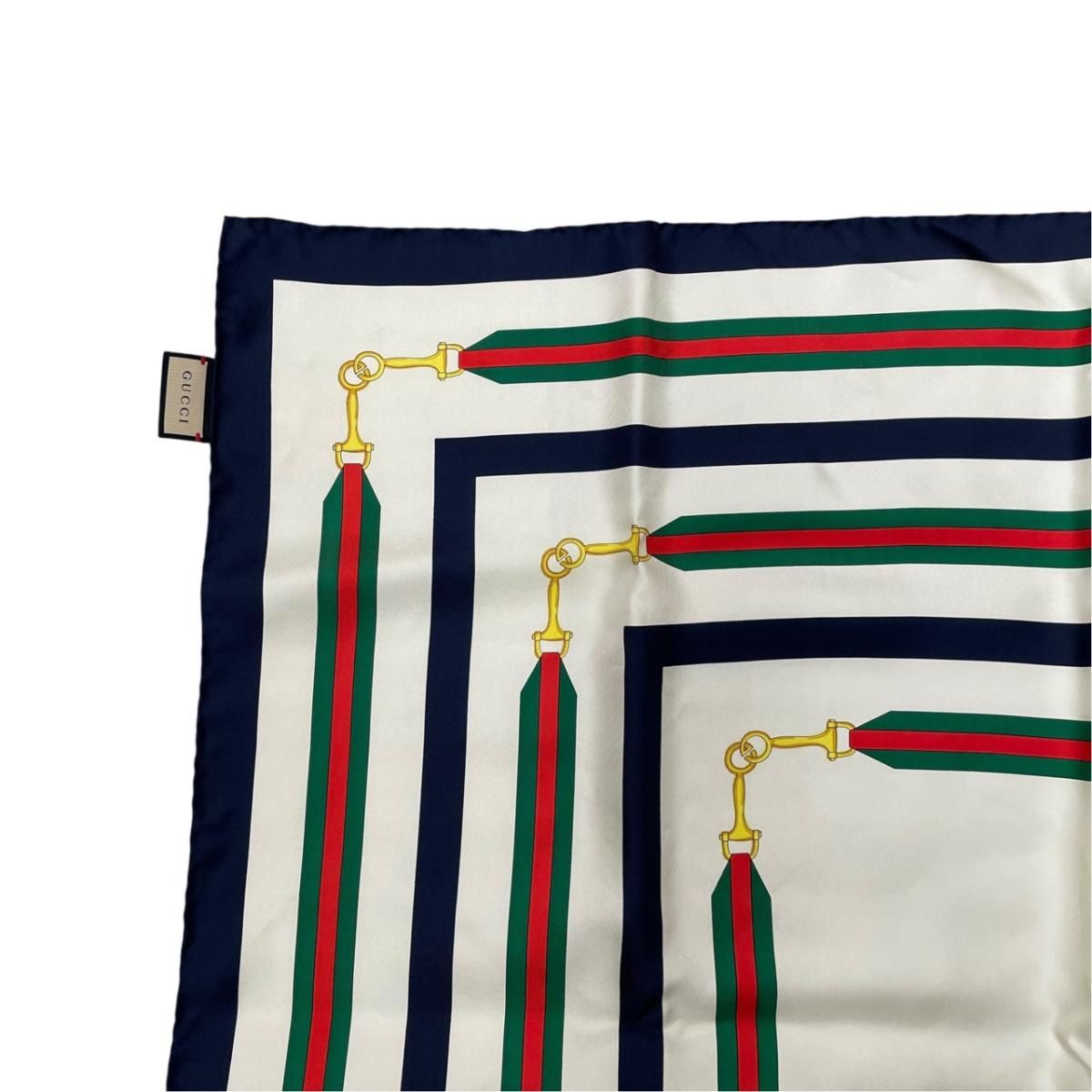 Gucci Scarf Print Silk Twill Ivory Navy Silk'in Turlocking — view 3