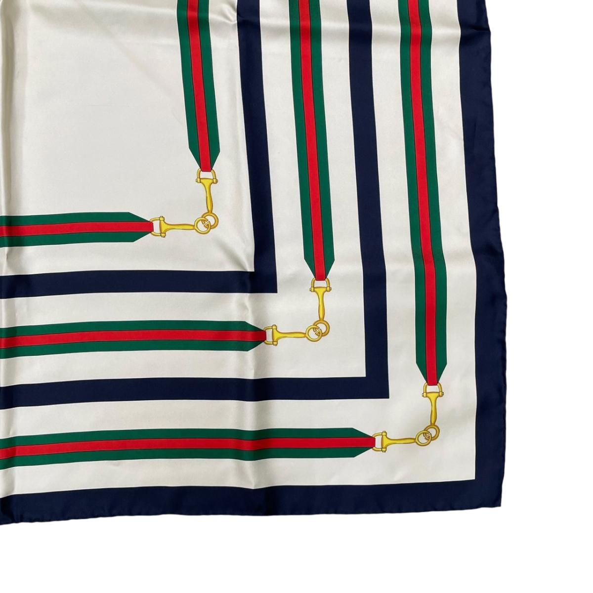 Gucci Scarf Print Silk Twill Ivory Navy Silk'in Turlocking — view 6