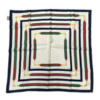 Gucci Scarf Print Silk Twill Ivory Navy Silk'in Turlocking