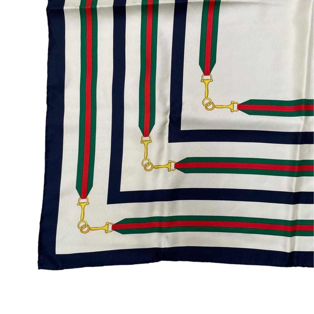 Gucci Scarf Print Silk Twill Ivory Navy Silk'in Turlocking — view 5