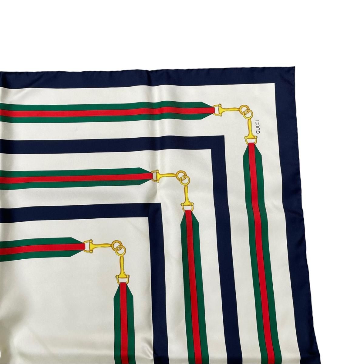 Gucci Scarf Print Silk Twill Ivory Navy Silk'in Turlocking — view 4