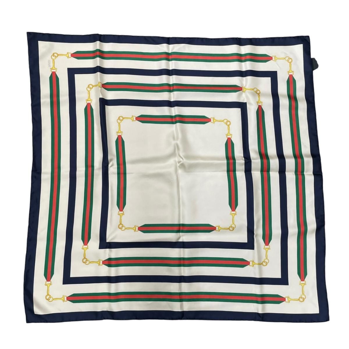 Gucci Scarf Print Silk Twill Ivory Navy Silk'in Turlocking — view 2