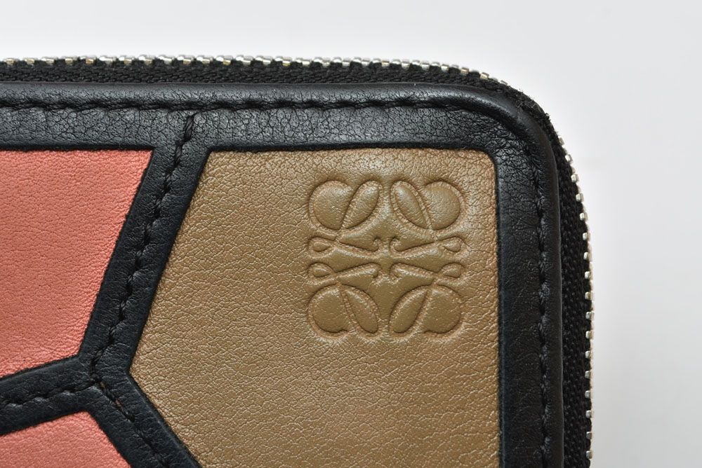 Loewe Coin Purse Card Case Puzzle Fragment Mini Wallet Rose Brown — view 3