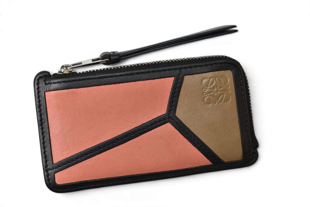 Loewe Coin Purse Card Case Puzzle Fragment Mini Wallet Rose Brown — view 2