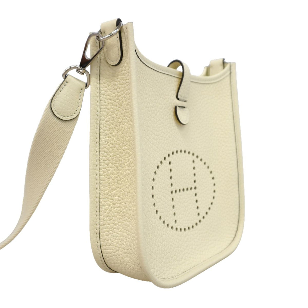 Hermes Shoulder Bag Evelyne TPM Taurillon Clemence Cream Silver — view 2