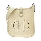 Hermes Shoulder Bag Evelyne TPM Taurillon Clemence Cream Silver