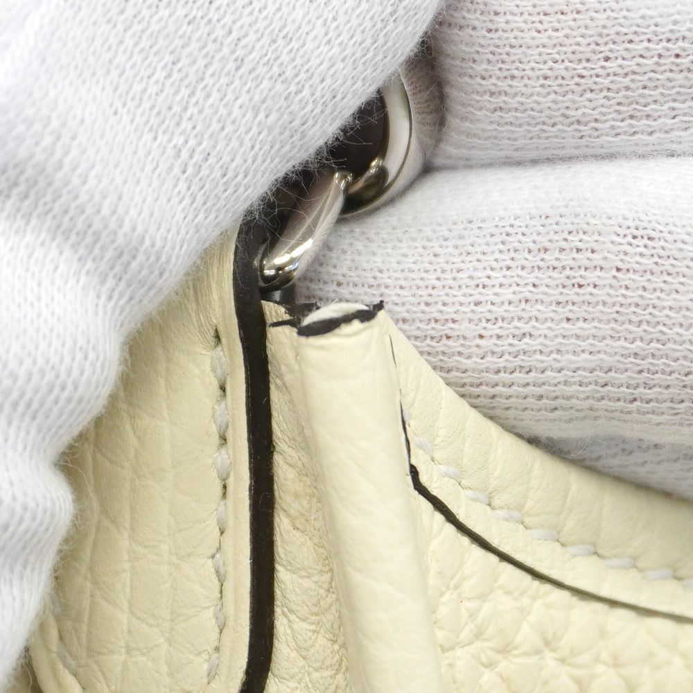 Hermes Shoulder Bag Evelyne TPM Taurillon Clemence Cream Silver — view 6