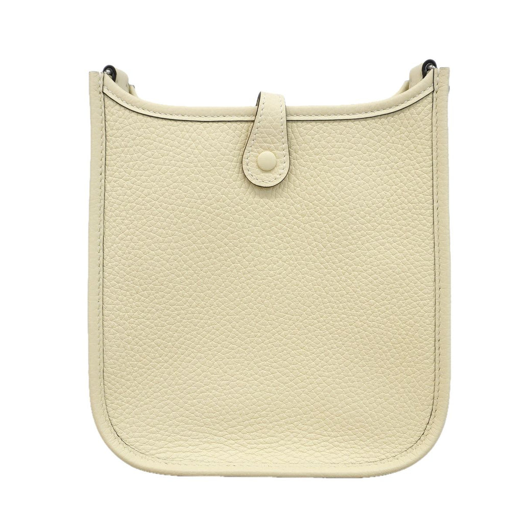 Hermes Shoulder Bag Evelyne TPM Taurillon Clemence Cream Silver — view 8