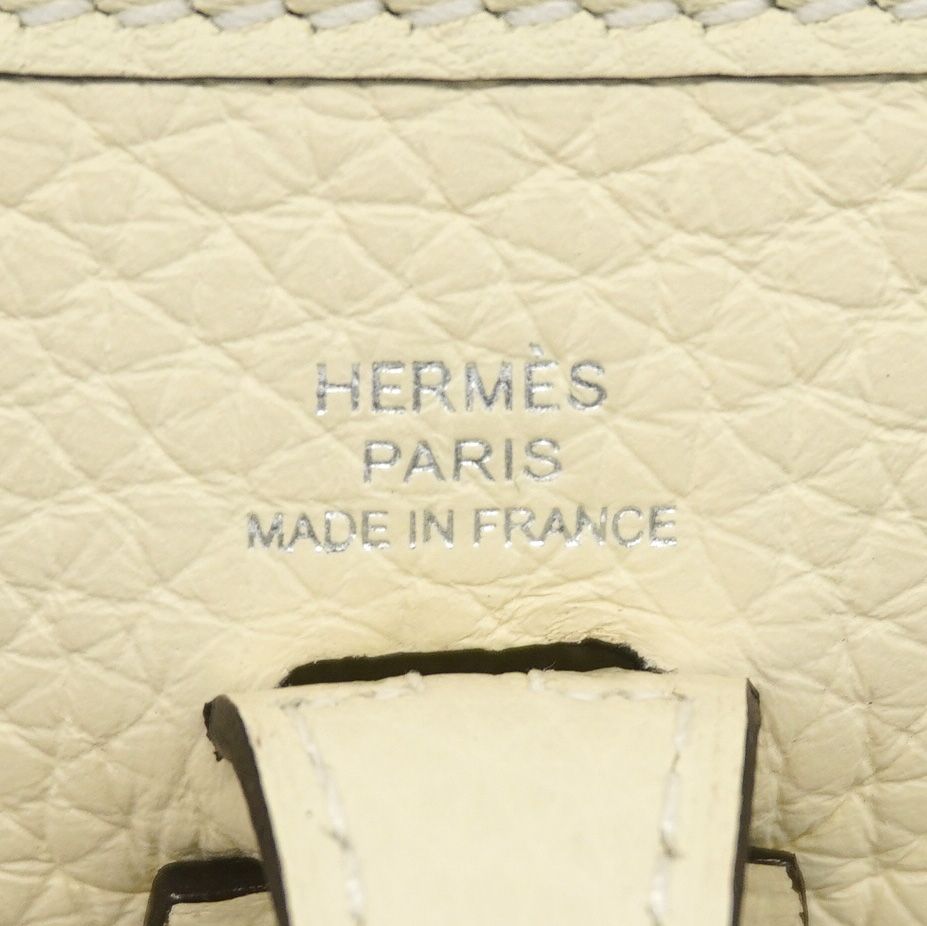 Hermes Shoulder Bag Evelyne TPM Taurillon Clemence Cream Silver — view 5