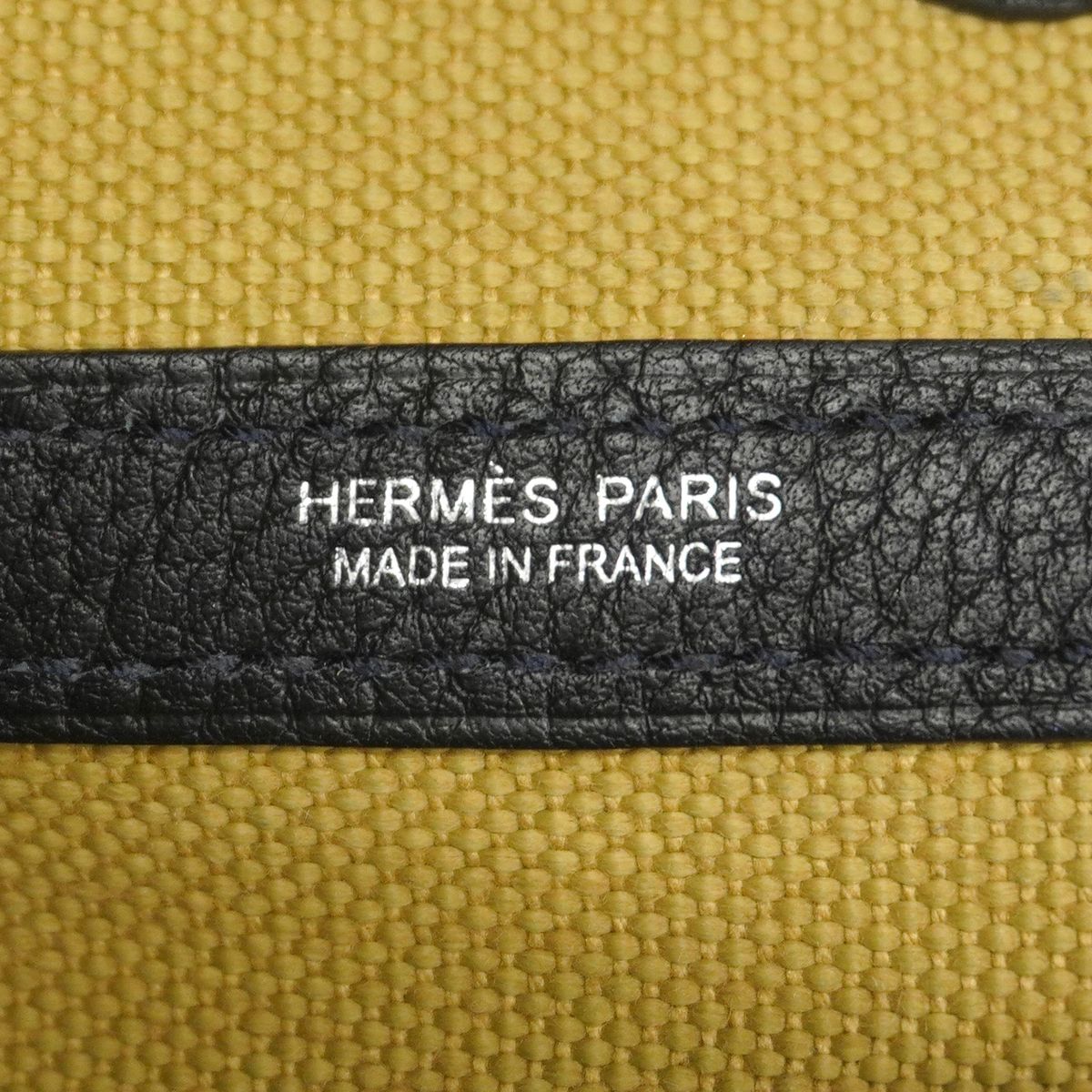 Hermes Tote Bag Garden Party TPM Toile Officier Black Beige Silver — view 5