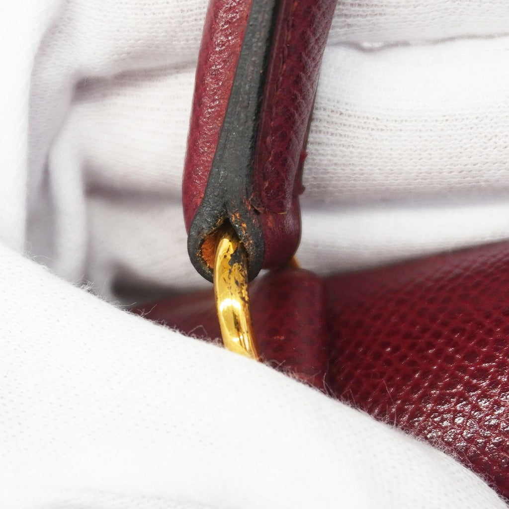Hermes Handbag Kelly 32 Courchevel Rouge Ash Gold 2-Way Bag — view 8