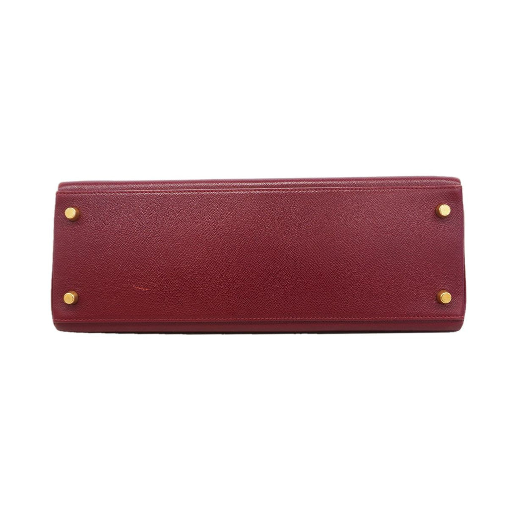 Hermes Handbag Kelly 32 Courchevel Rouge Ash Gold 2-Way Bag — view 3