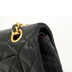 Chanel Shoulder Bag Quilted Lambskin Black Gold — view 7
