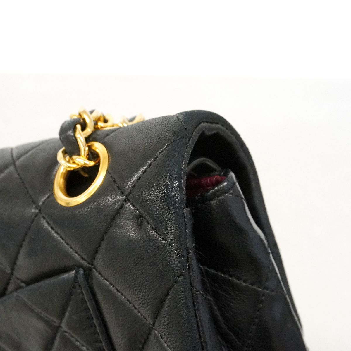 Chanel Shoulder Bag Quilted Lambskin Black Gold — view 7