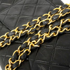 Chanel Shoulder Bag Quilted Lambskin Black Gold — view 8
