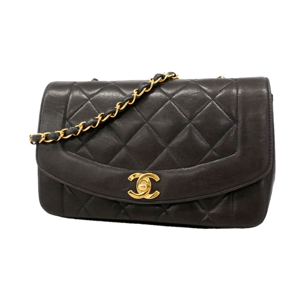 Chanel Shoulder Bag Diana Lambskin Black Gold