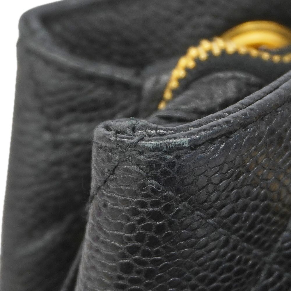 Chanel Chain Tote Bag Quilted Caviar Leather Black Gold — view 7