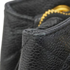 Chanel Chain Tote Bag Quilted Caviar Leather Black Gold — view 7
