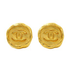 Chanel Earrings Vintage CC Logo Gold Plated