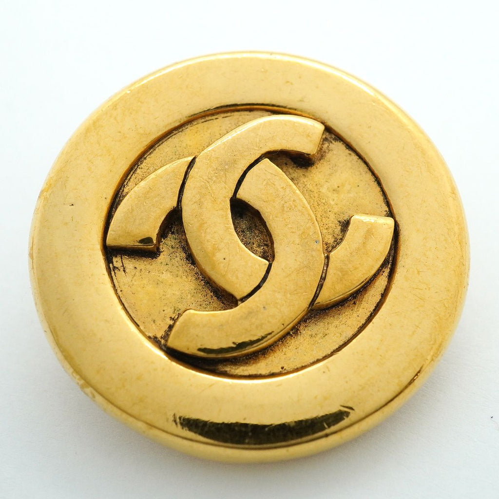 Chanel Earrings Vintage CC Logo Round Circle Gold Plated — view 6