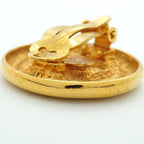 Chanel Earrings Vintage CC Logo Round Circle Gold Plated — view 8
