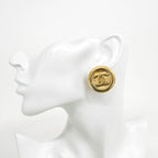 Chanel Earrings Vintage CC Logo Round Circle Gold Plated — view 5