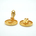 Chanel Earrings Vintage CC Logo Round Circle Gold Plated — view 3