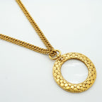 Chanel Necklace Vintage CC Logo Loupe Round Circle Gold Plated — view 2