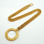 Chanel Necklace Vintage CC Logo Loupe Round Circle Gold Plated — view 3