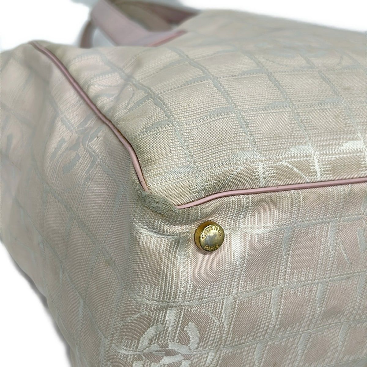 Chanel Tote Bag New Travel Line MM Pink Beige Leather — view 6